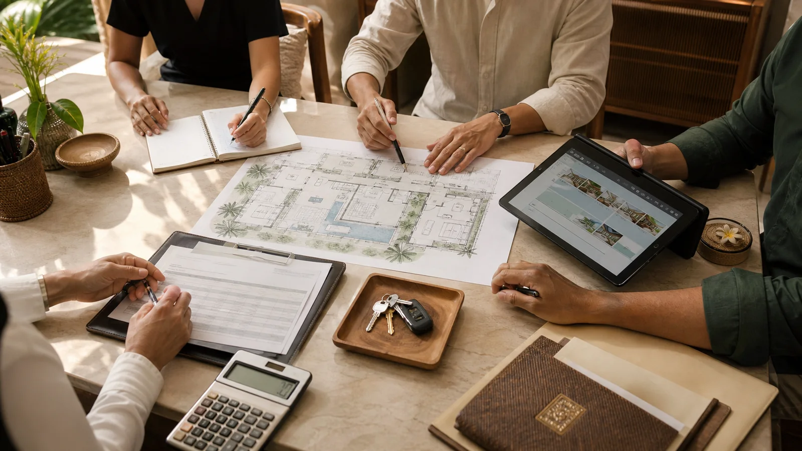Five villa operating roles reviewed around a property plan in Bali